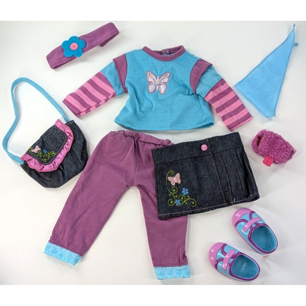 Y2K OUTFIT🇺🇸American Girl Mixed 18" Doll Purses Groovy Shoes Set Lot Denim Lot